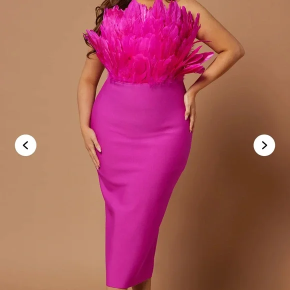 Marianna Bandage Midi Dress - Magenta - Picture 1 of 7